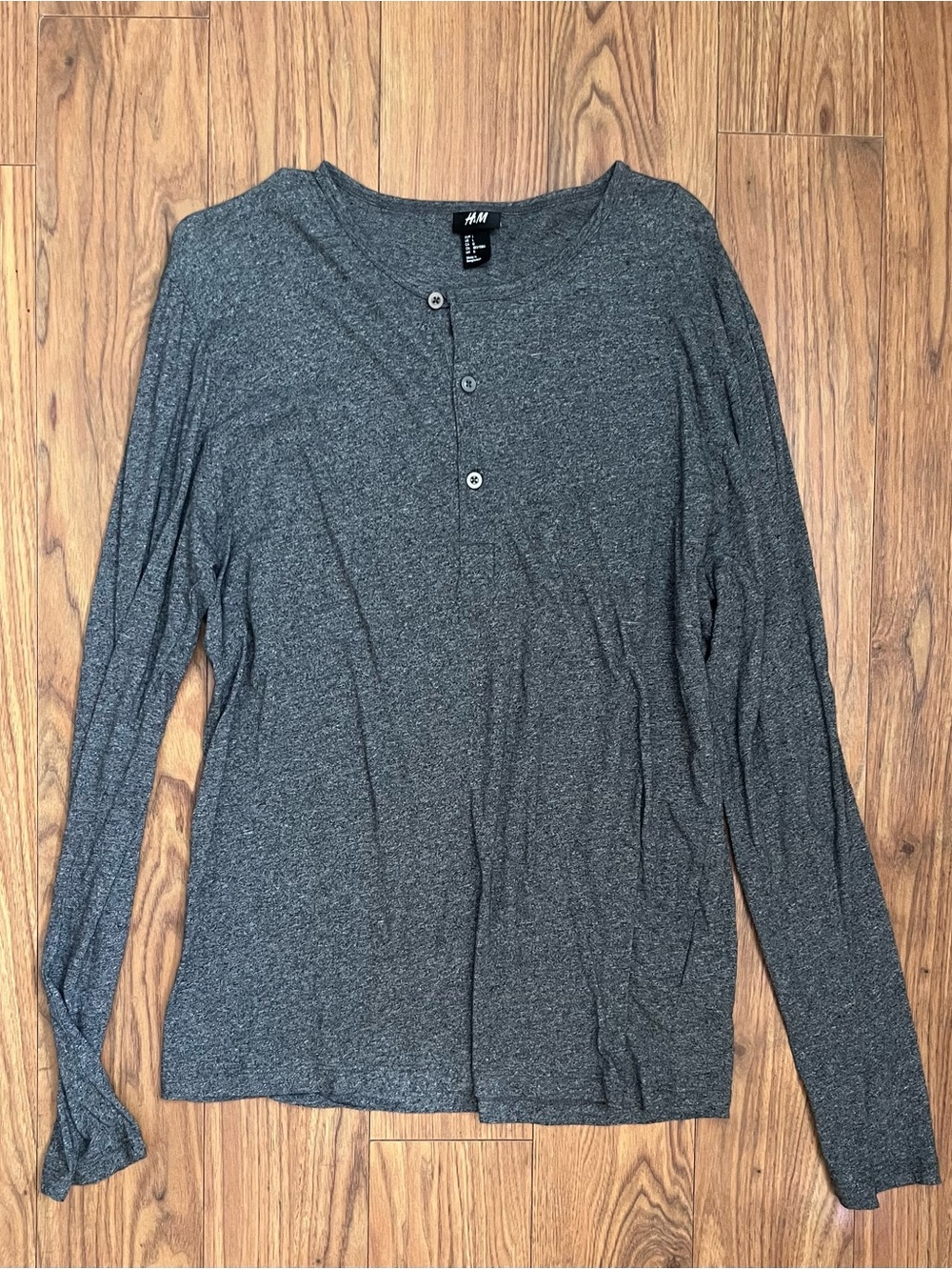 H&M Men's Dark Heather Gray Henley Shirt